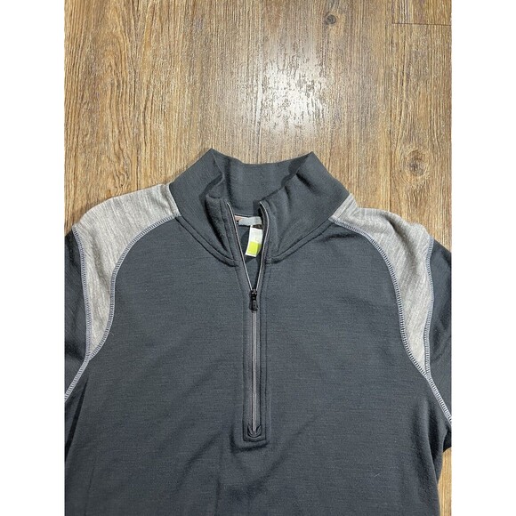 Smartwool Pullover Mens Large Gray Quarter Zip Merino Wool Base Layer Outdoor - Picture 3 of 8